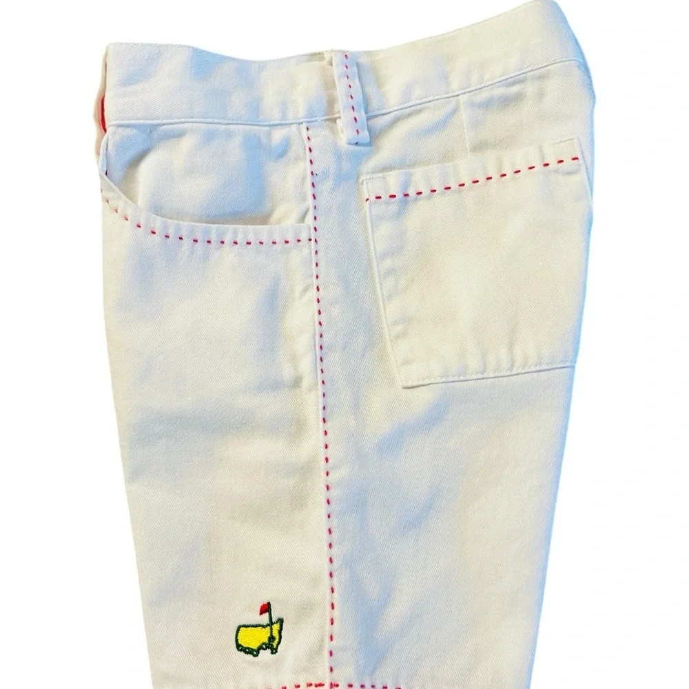 Masters Collection White Cotton Shorts with Pink Accents & Masters Logo SZ 4T